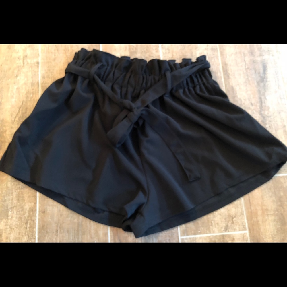 Black belted dress shorts